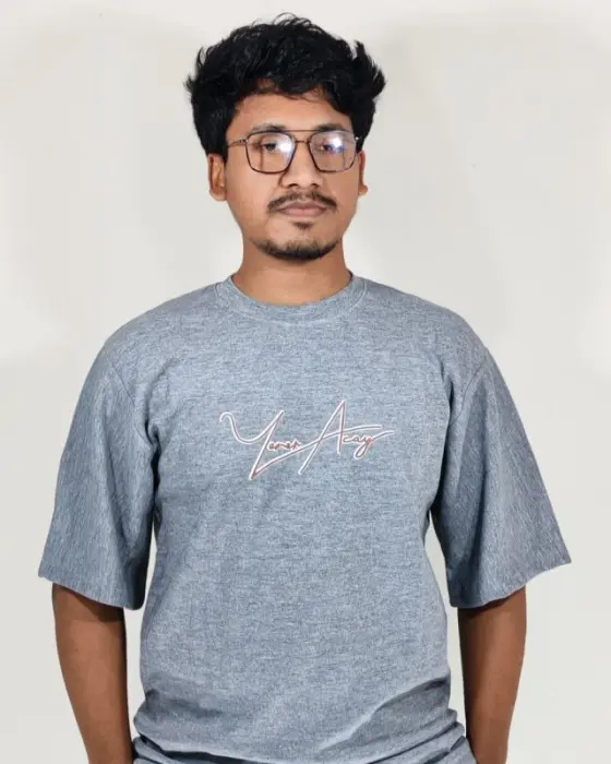 Men's Oversized Heather Grey Signature Graphic T-Shirt