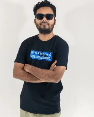 Premium Men's Cotton Graphic T-Shirt – Classic Black "Worrying Solves Nothing" Typography Printed Tee
