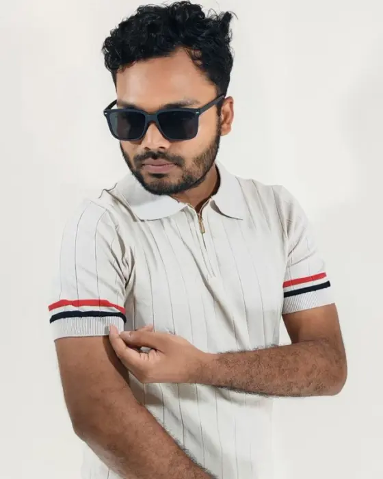 Men's Luxury Ribbed Knit Polo – Off-White