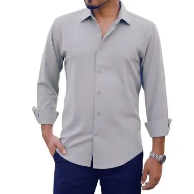 Premium China Microstitch Solid Color Shirt – Men's Casual & Formal Long-Sleeve Stretch Fit Luxury Shirt