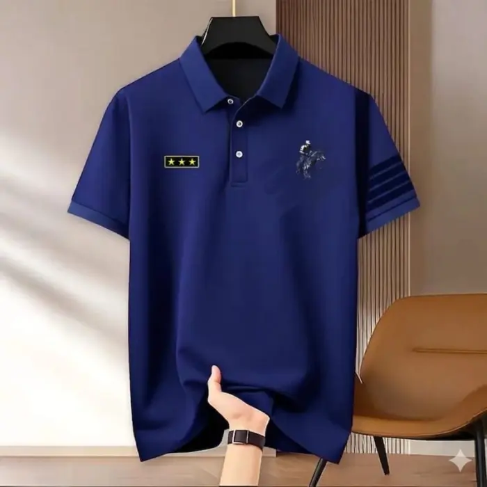 Premium Cotton Sporty Polo Shirt for Men – Dynamic Color Edition (Navy Blue, White, Black)
