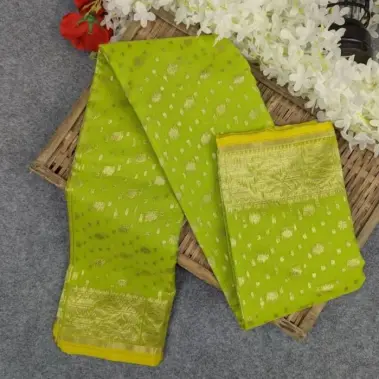 Half Silk Jamdani Saree – Color Lemon-Premium Design (Multiple Colors Available)