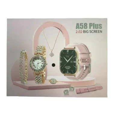A58 Plus Smartwatch Gift Set For Girls ( 8 in 1)