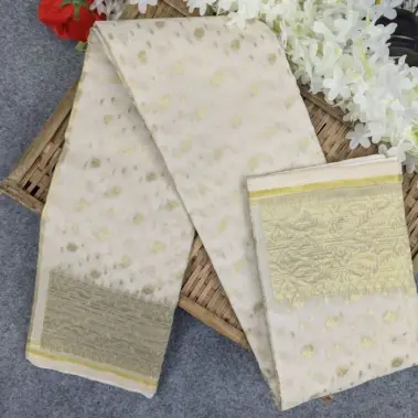 Half Silk Jamdani Saree – Color Off-White- Premium Design (Multiple Colors Available)