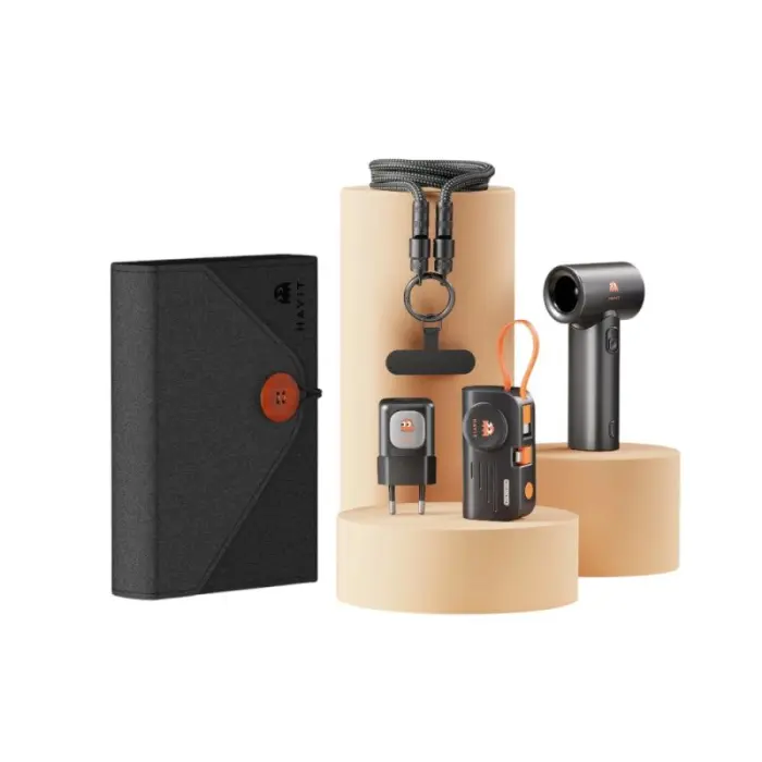 Havit STK011 4-in-1 Combo – Mini Fan, 5000mAh Power Bank, 20W Fast Charger & PD60W USB-C Cable