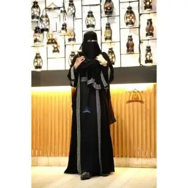 Arabia Full Stone Borka with Hijab | Premium Dubai Cherry Fabric Abaya