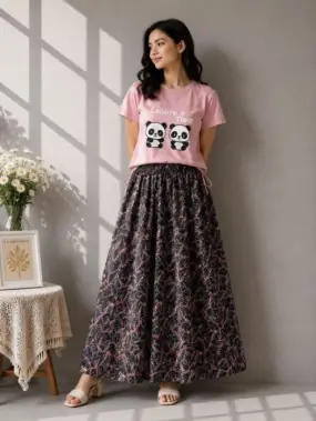 Linen Skirt and Tshirt Set