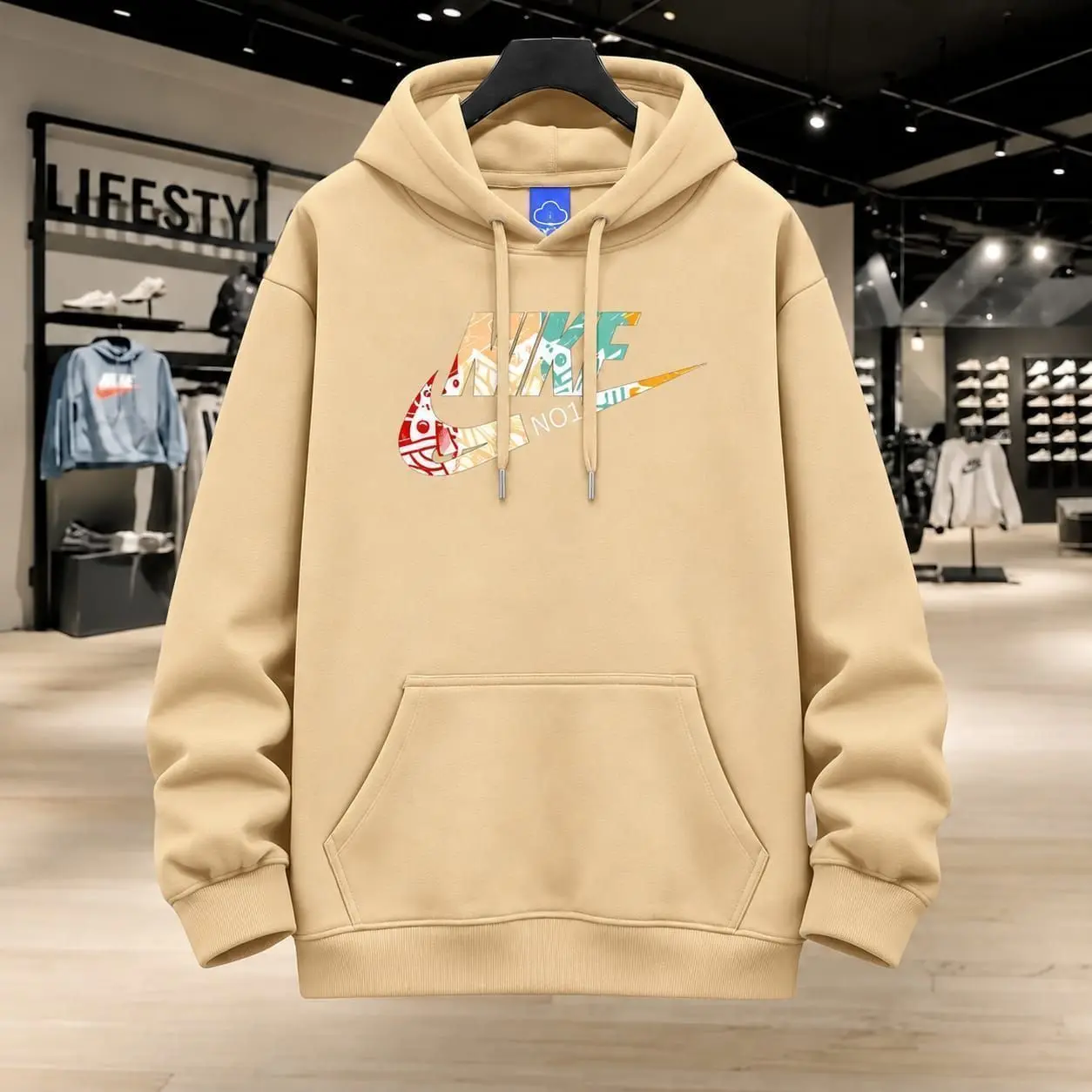 Stylish Solid Printed Cotton Hoodie